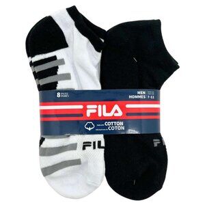 Fila Men's Black & White Cotton Socks: 8 Pairs / Size 7-12